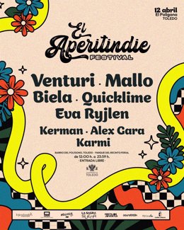 Venturi, Mallo, Biela, Quicklime y Eva Ryjlen copan el cartel de la V edición del Aperitindie el 12 de abril en Toledo