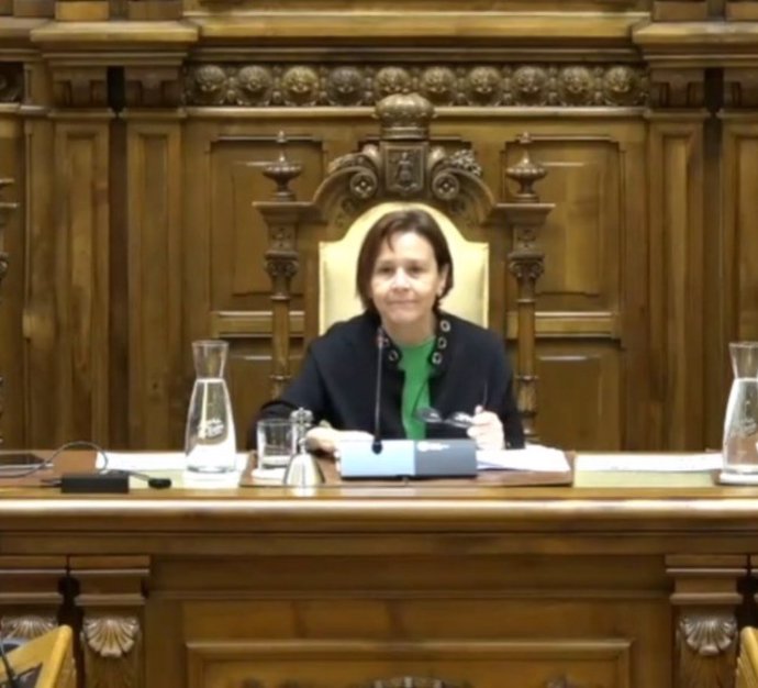 La alcaldesa de Gijón, Carmen Moriyón durante el Pleno Municipal gijonés.