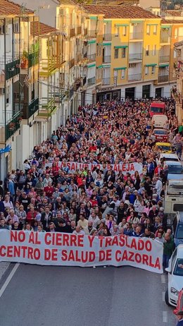 Imagen de archivo de la manifestación de este lunes contra el traslado del centro de salud de Cazorla