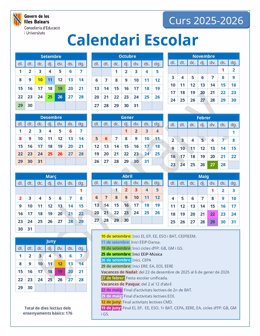 Calendario escolar Baleares 2025-2026