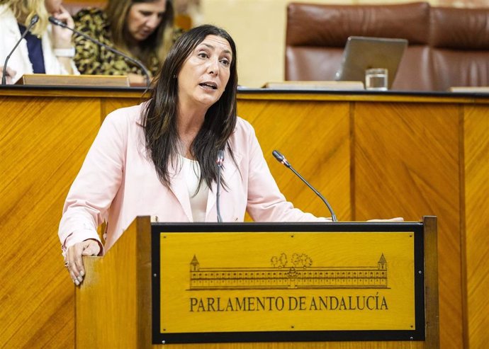 La consejera de Inclusión Social, Loles López, este miércoles en el Pleno del Parlamento.