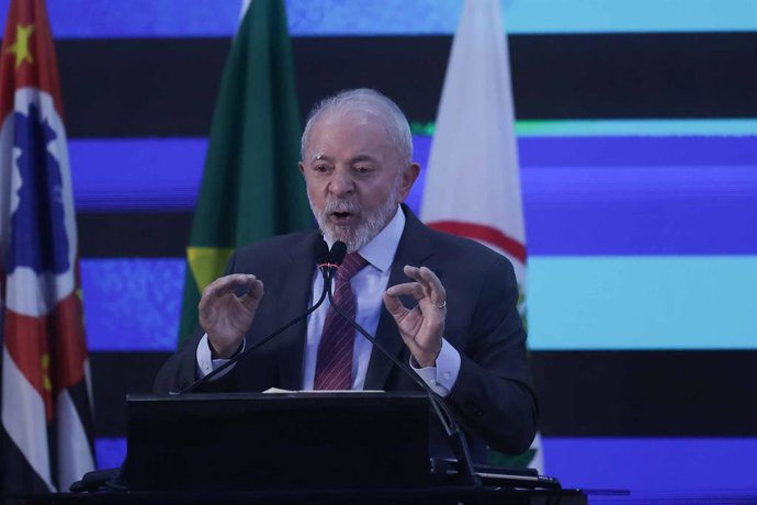8 de abril de 2025, São Paulo, São Paulo, Brasil: SAO PAULO (SP) 08/04/2025 - Evento / Feicon 2025 - O presidente Luiz Inácio Lula da Silva na cerimônia de abertura da Feicon 2025, evento do setor de construção que será realizado em São Paulo de 8 a 11 de