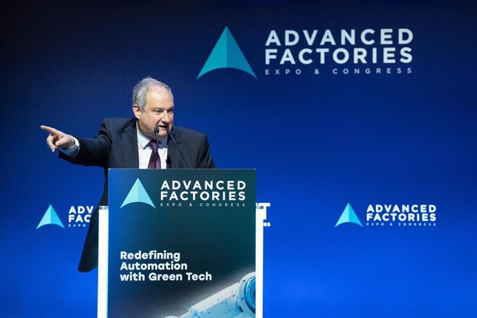 El ministro Jordi Hereu inaugura el Plant Manager's Summit del Industry 4.0 Congress, en Fira de Barcelona, a 10 de abril de 2025, en L’Hospitalet de Llobregat, Barcelona, Cataluña (España). Advanced Factories 2025, el evento líder en automatización y rob