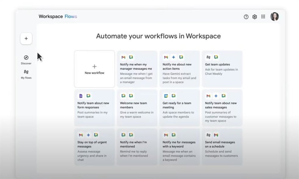 Los flujos automatizados de trabajo Google Workspace Flows.