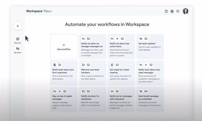 Fluxos automatizados do Google Workspace.