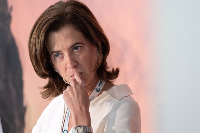 Archivo - La presidenta de la Asociación Española de Banca (AEB), Alejandra Kindelán Oteyza, durante el evento Madrid AML/VFT Conference, a 30 de junio de 2023, en Madrid (España). 