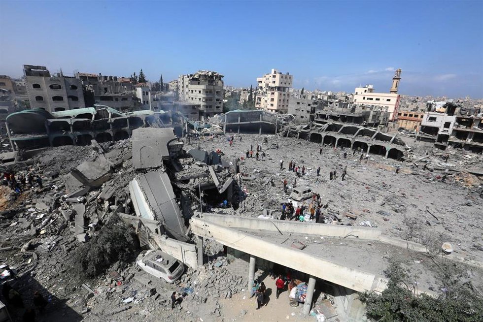 Imagen de archivo de edificios destruidos en la Franja de Gaza tras un ataque del Ejército de Israel