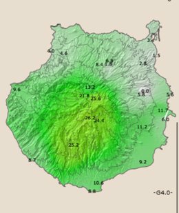 Las lluvias que ha dejado Olivier en Gran Canaria