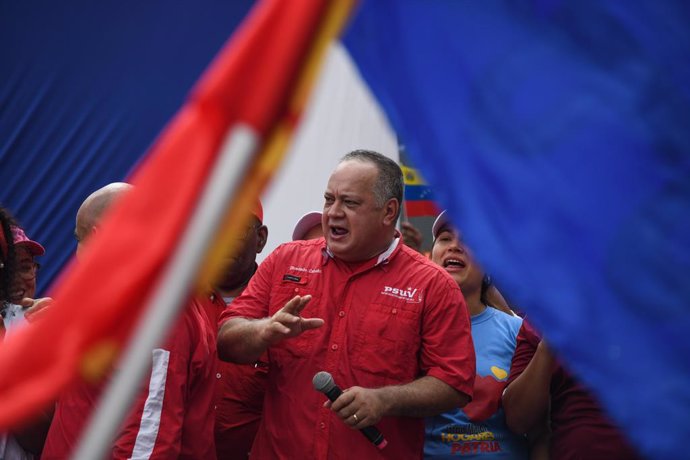 Archivo - 11 de setembro de 2018 - Caracas, Distrito Capital, Venezuela - Diosdado Cabello, vice-presidente do Partido Socialista Unido (PSUV), visto durante a manifestação... Marcha convocada pelo vice-presidente do Partido Socialista Unido da Venezuela 