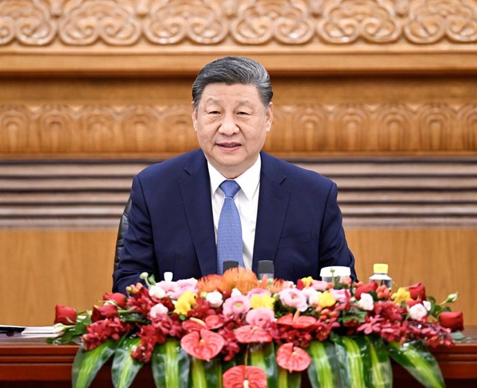 O presidente chinês Xi Jinping durante uma reunião oficial em Pequim (arquivo).
