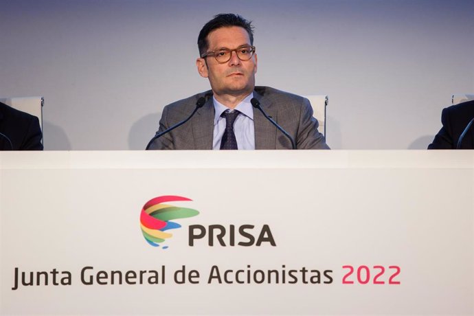 Archivo - El presidente de PRISA, Joseph Oughourlian, durante la celebración de la Junta General de Accionistas de PRISA, en primera convocatoria, en la sede del Diario El País, a 28 de junio de 2022, en Madrid (España). Durante la Junta se prevé aprobar,