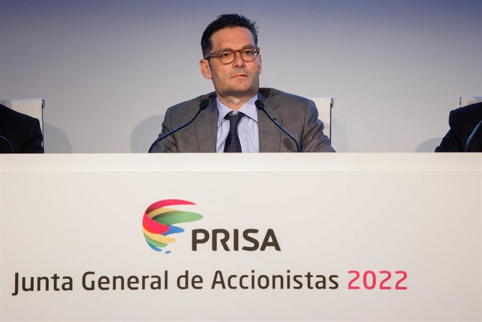 Archivo - El presidente de PRISA, Joseph Oughourlian, durante la celebración de la Junta General de Accionistas de PRISA, en primera convocatoria, en la sede del Diario El País, a 28 de junio de 2022, en Madrid (España). Durante la Junta se prevé aproba