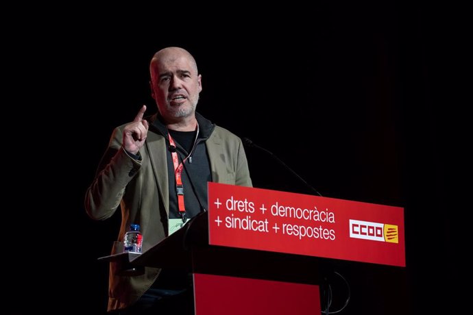 Intervención del secretario general de CCOO, Unai Sordo, durante el 13 Congreso de CCOO de Catalunya.