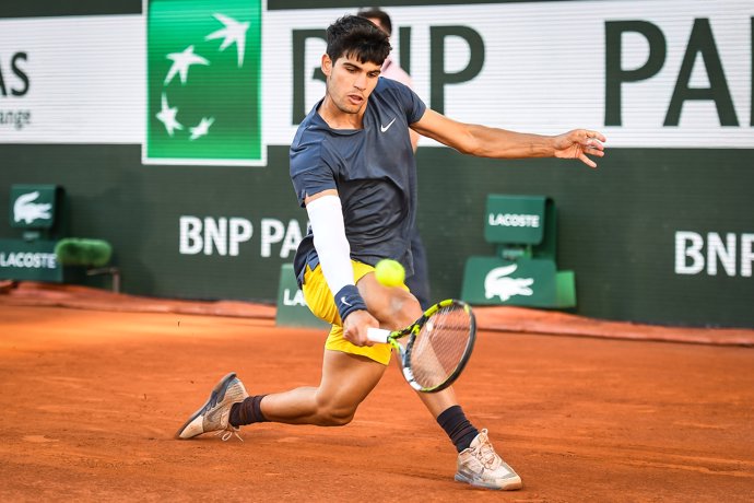 Carlos Alcaraz durante un torneo