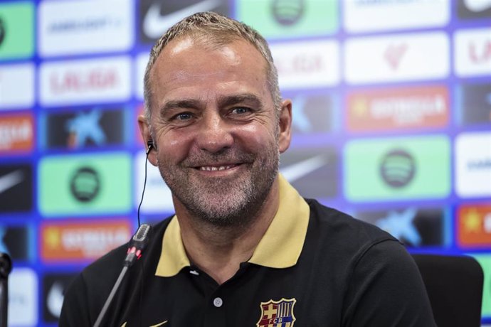 El entrenador del FC Barcelona, Hansi Flick, en rueda de prensa previa al partido contra el Leganés en LaLiga EA Sports, el 11 de abril de 2025