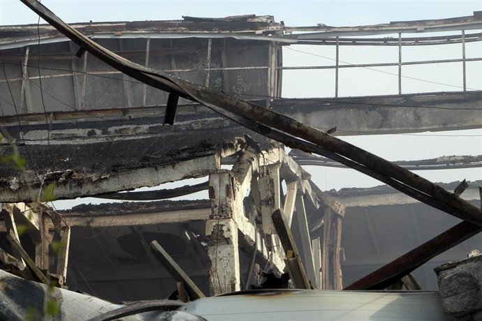 Edificio destruido por los ataques en Dnipro, Ucrania