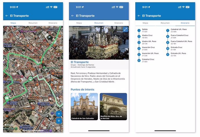 Visualización de la app Jerez Smart para esta Semana Santa.