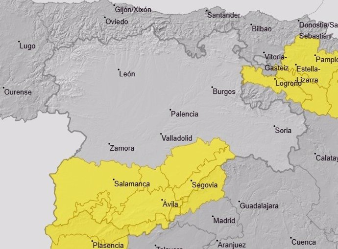 La borrasca Olivier dejará mañana en aviso por lluvias y tormentas a Salamanca, Segovia y Ávila
