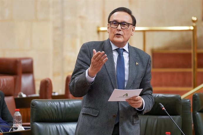 El consejero de Universidad, José Carlos Gómez Villamandos, en un Pleno del Parlamento andaluz.