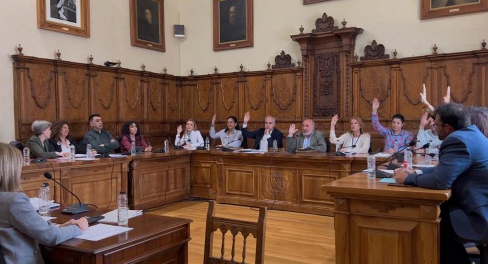Momento de la votación en el Pleno extraordinario con la que el consistorio bilbilitano ha expresado su apoyo a la implantación de la universidad privada NCI.
