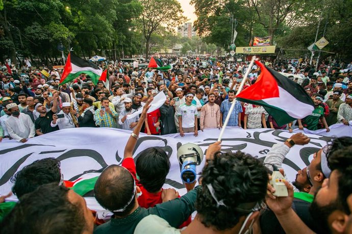 Manifestación propalestina en Bangladesh