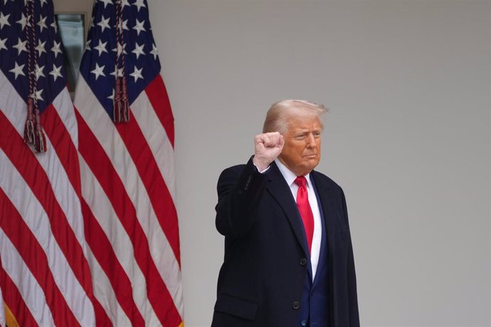 02 April 2025, US, Washington: US President Donald Trump at the Rose Garden of the White House.