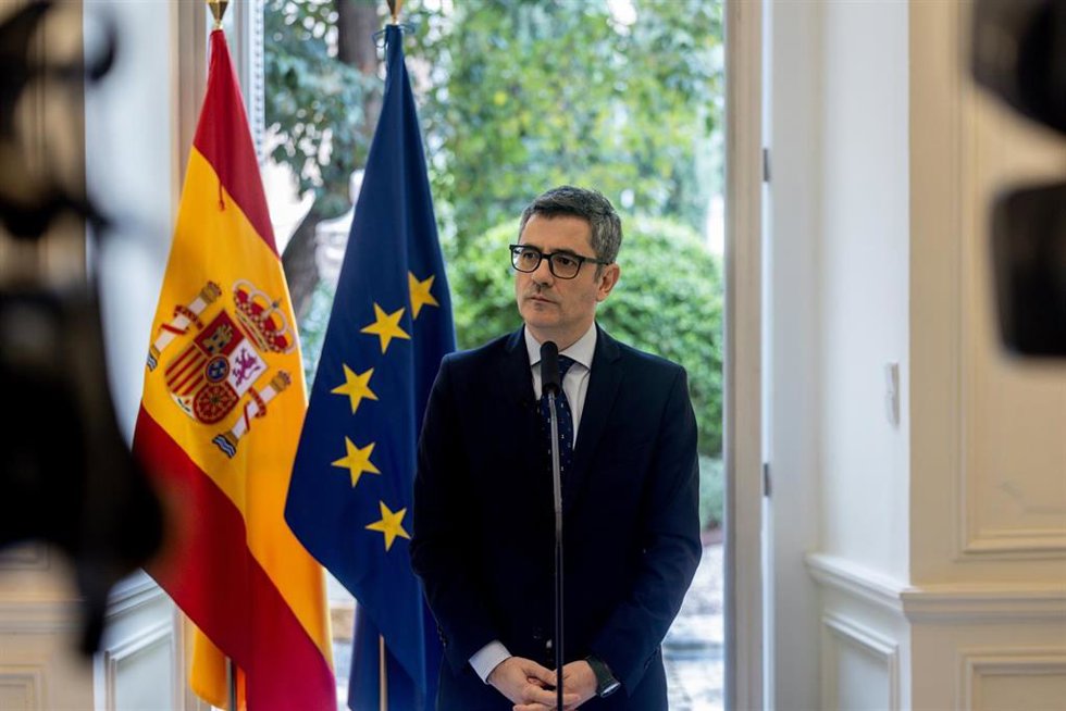 Imagen de archivo del ministro de la Presidencia, Justicia y Relaciones con las Cortes, Félix Bolaños, en la sede del Ministerio el pasado 21 de marzo. 