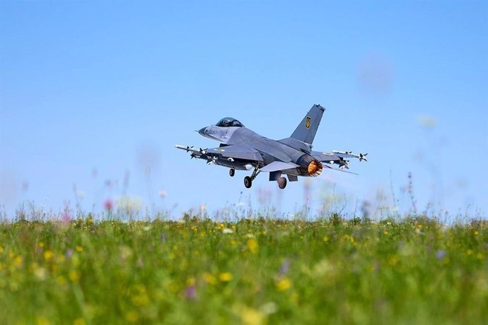 Archivo - Un avión de combate F-16 ucraniano (archivo)