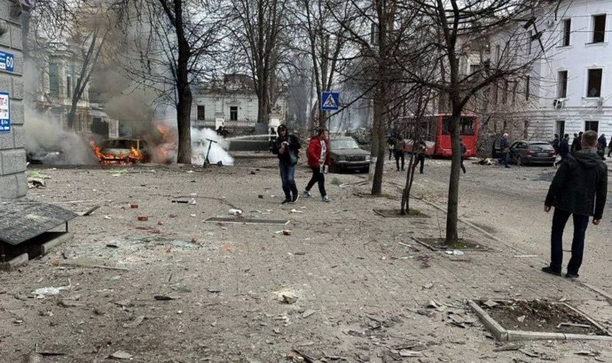 Ataque ruso contra la ciudad ucraniana de Sumy, a 13 de abril de 2025