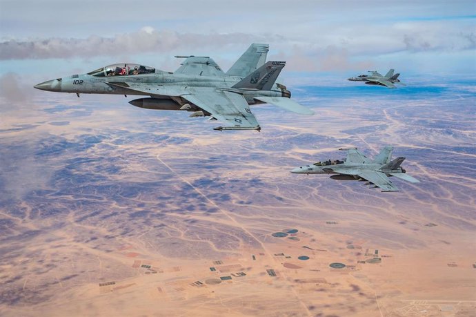 Archivo - Tres aviones de combate del Ejército estadounidense 