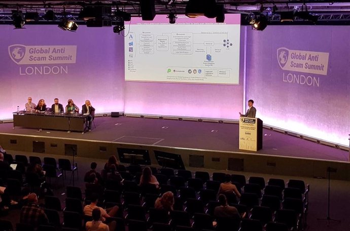 Aaron Chiou, Product Director at ScamAdviser at the stage of GASS London 2025