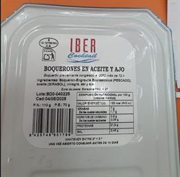 Imagem da embalagem das anchovas em óleo e alho da marca Iber Cocktail.