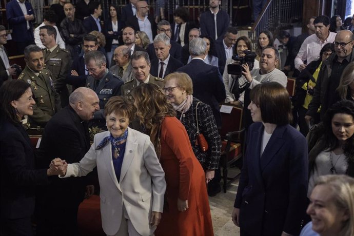 La rectora de la Universidad de Valencia, María Vicenta Mestre Escrivà, durante un acto conmemorativo por el 525º Aniversario de la Universitat de València, en el Paraninfo de la Universitat de València, a 14 de abril de 2025, en Valencia
