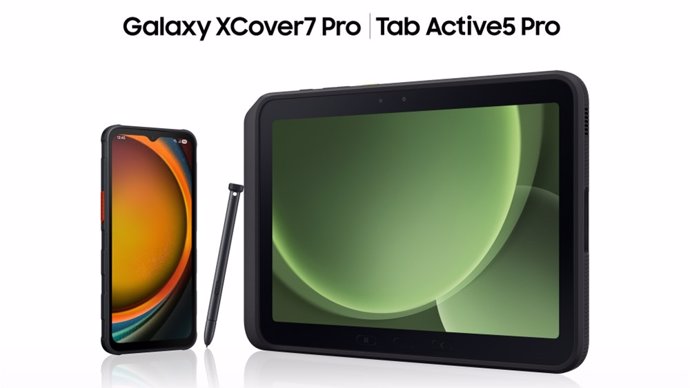 Os novos dispositivos robustos Galaxy XCover7 Pro e Galaxy Tab Active 5 Pro da Samsung.