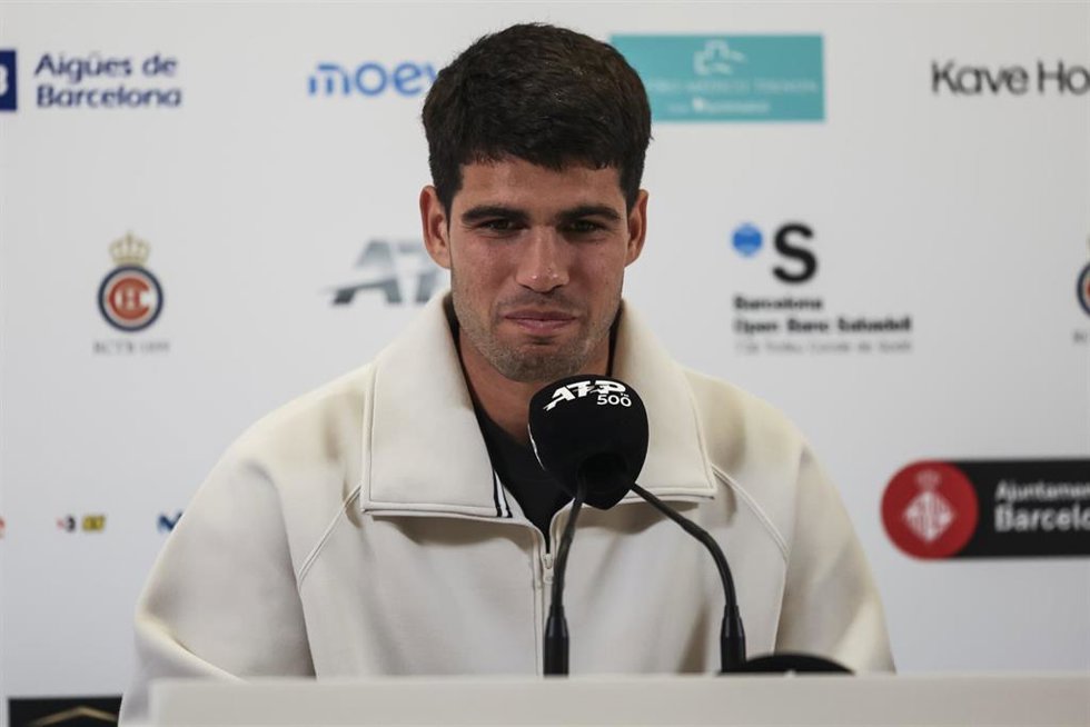 Carlos Alcaraz en rueda de prensa previa a su debut en el Barcelona Open Banc Sabadell-72 Trofeo Conde de Godó