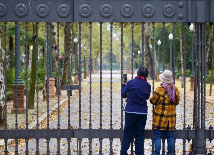 Archivo - Los parques de Sevilla han sido cerrados ante fuertes rachas de viento previstas.