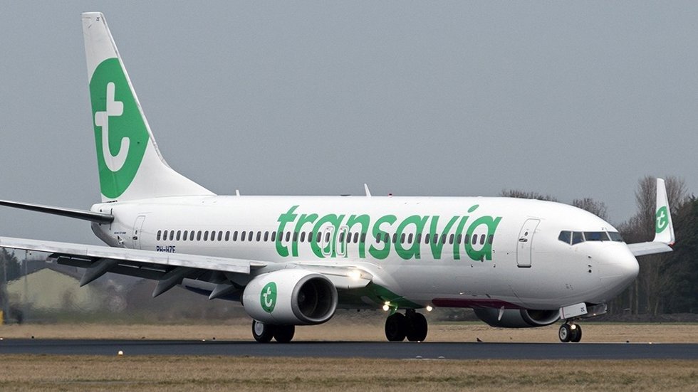 Archivo - Un avión de la aerolínea Transavia.