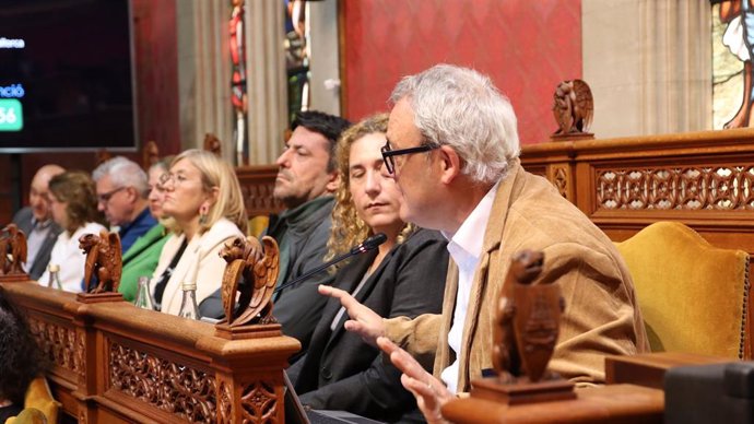 El portavoz de MÉS per Mallorca en el Consell de Mallorca, Jaume Alzamora, interviene en el pleno.