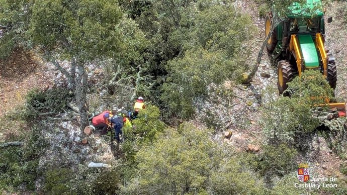 Herido un hombre tras cortarse con una motosierra en Ciruelos de Cervera (Burgos).