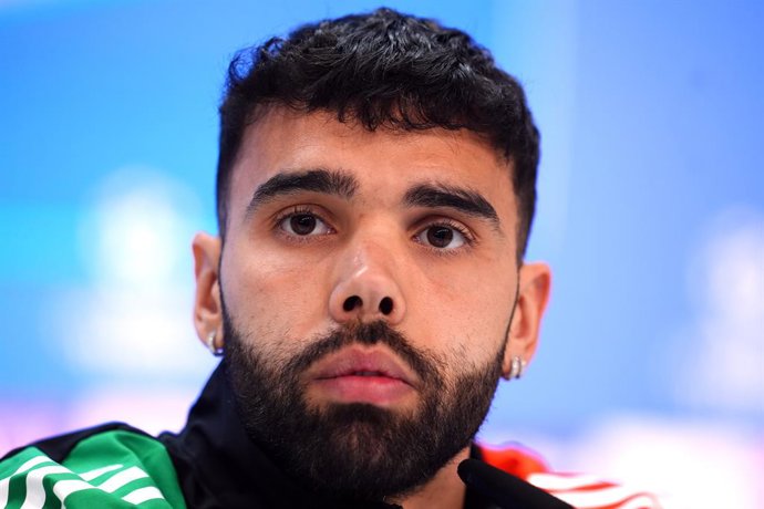 15 April 2025, Spain, Madrid: Arsenal goalkeeper David Raya attends a press conference at the Santiago Bernabeu, ahead of Wednesday's UEFA Champions League quarter final second leg soccer match against Real Madrid. Photo: Adam Davy/PA Wire/dpa