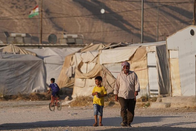 Archivo - Vista del campo de  Sharya, Irak, para desplazados internos yazidíes
