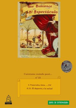 Cartel sobre la exposición en Cáceres relativa al papel del deporte como espectáculo público