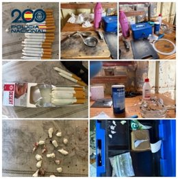 Drogas y material incautado por la Policía Nacional en Puerto del Rosario (Fuerteventura)
