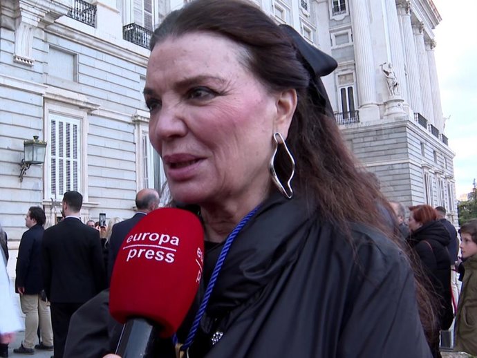 María José Cantudo en la procesión del Cristo de los Alabarderos este Martes Santo en Madrid