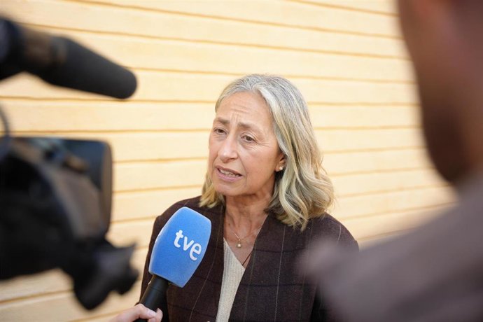 La consejera de Salud y Consumo de la Junta de Andalucía, Rocío Hernández, en una atención a medios el 16 de abril de 2025 en Sevilla capital.