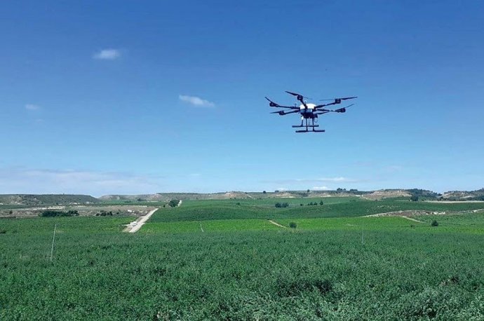 Un dron utilizado en agricultura.