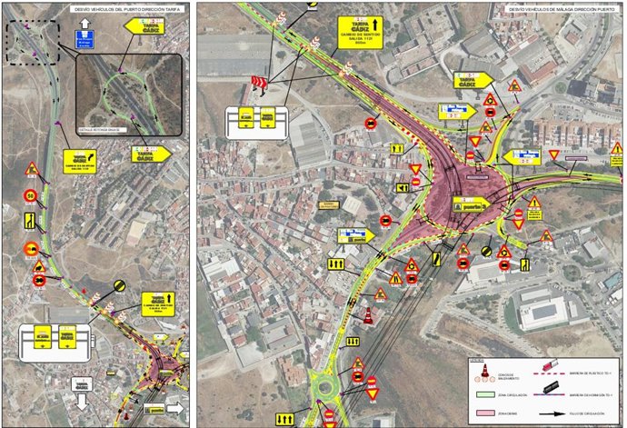 Imagen de las afectaciones que se producirán por las obras de acceso al puerto de Algeciras