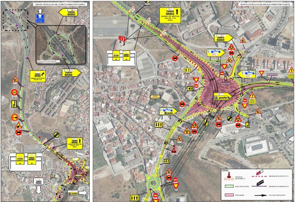 Imagen de las afectaciones que se producirán por las obras de acceso al puerto de Algeciras