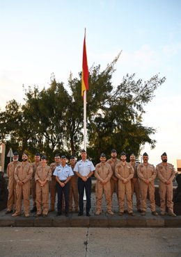 Miembros del Ala 46 pertenecientes al destacamento Aerotáctico Orión que participa en la Operación Atalanta en Yibuti