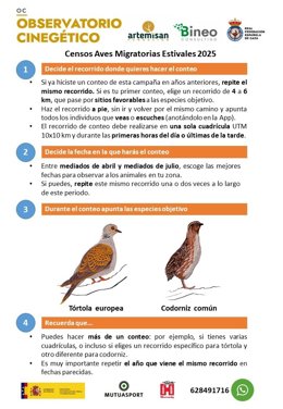 Empiezan los censos de aves migratorias estivales del Observatorio Cinegético, que se centrarán en tórtolas y codornices.
